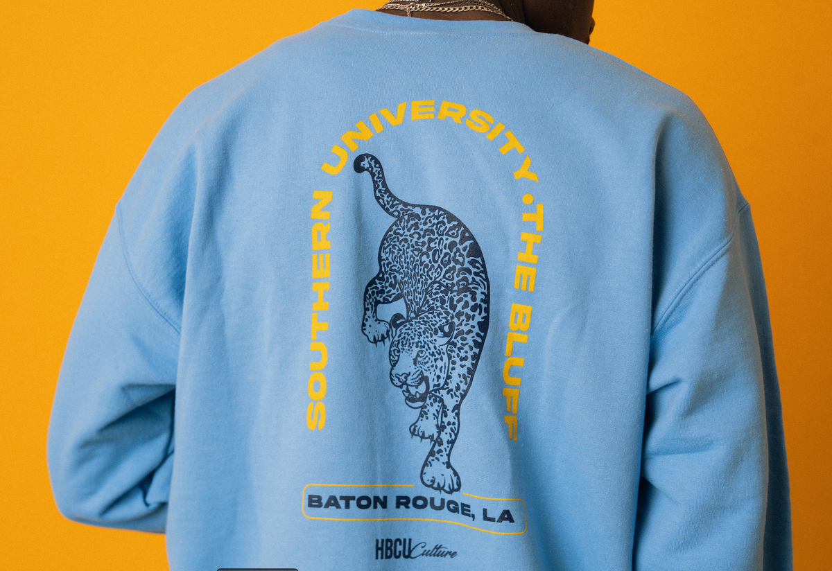 Handmade Southern University SU Blue White YellowGold Tricolor Unisex Men Women Crewneck Sweatshirt Hoodie, HBCU, Gift, Graduation, buy Football